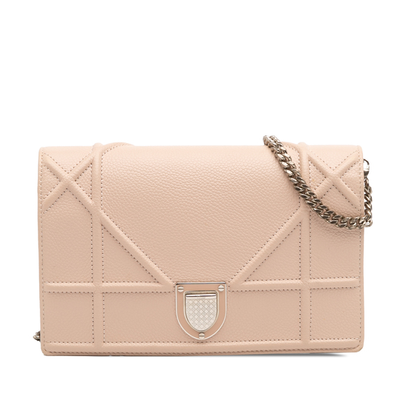 Pre-Loved Dior Grained Calfskin Diorama Wallet on Chain - Picture 1 of 11